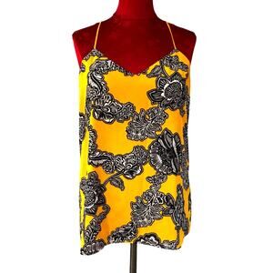 Express camisole top spaghetti straps gold yellow & black paisley florals Size M